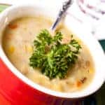 Bowl of corn chowder