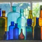 glass bottles in window