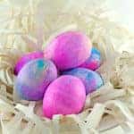 Easter eggs made with shaving cream and neon food colors.