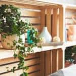 Wooden drawer shelves made from crates