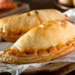 Homemade Cornish pasties with beef, carrot, and potato