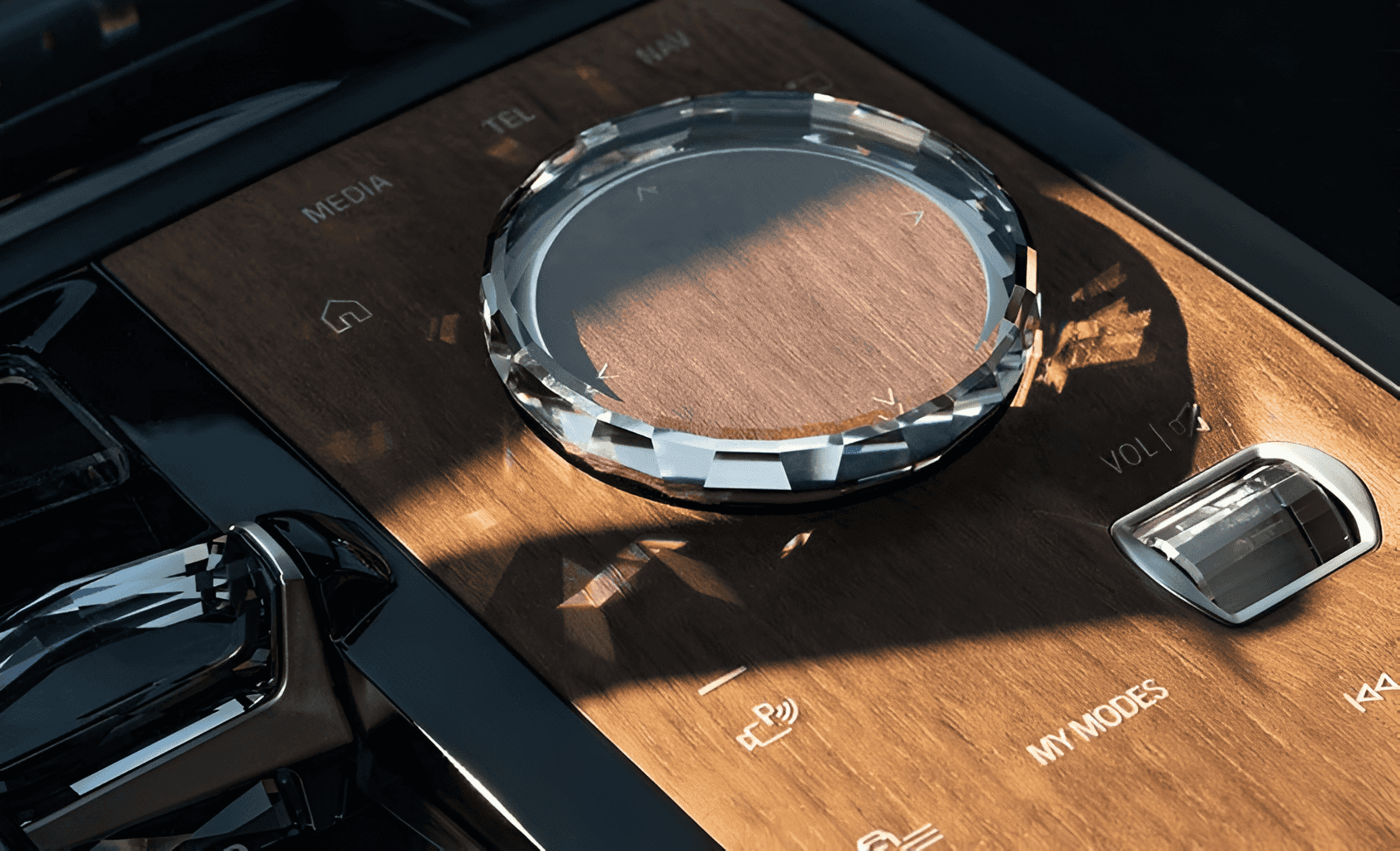 Crystal finished controls and walnut