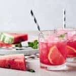 cups of cold watermelon aguas frescas drinks