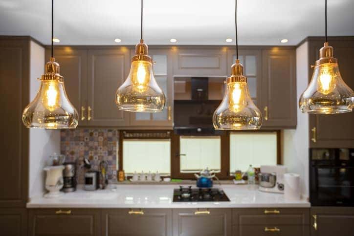Modern Pendant Lighting in kitchen. 
