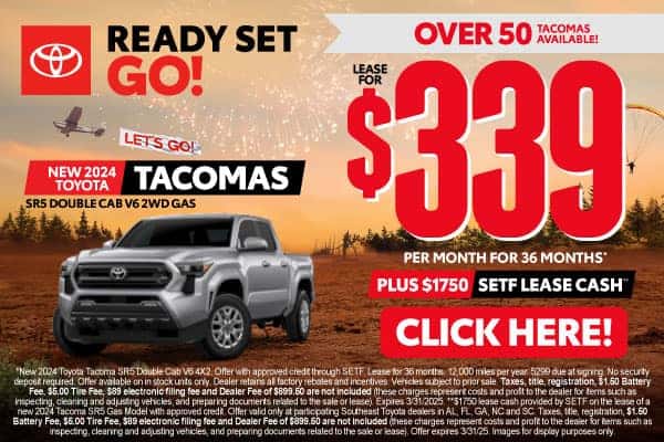 New 2024 Toyota Tacoma SR5 Double Cab V6 2WD Gas lease for $339/month* plus $1750 SETF Lease Cash**
