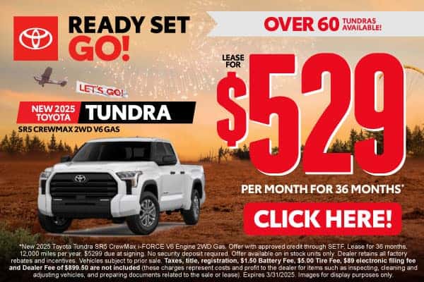 New 2025 Toyota Tundra SR5 Crewmax 2WD V6 Gas lease for $529/month for 36 months*
