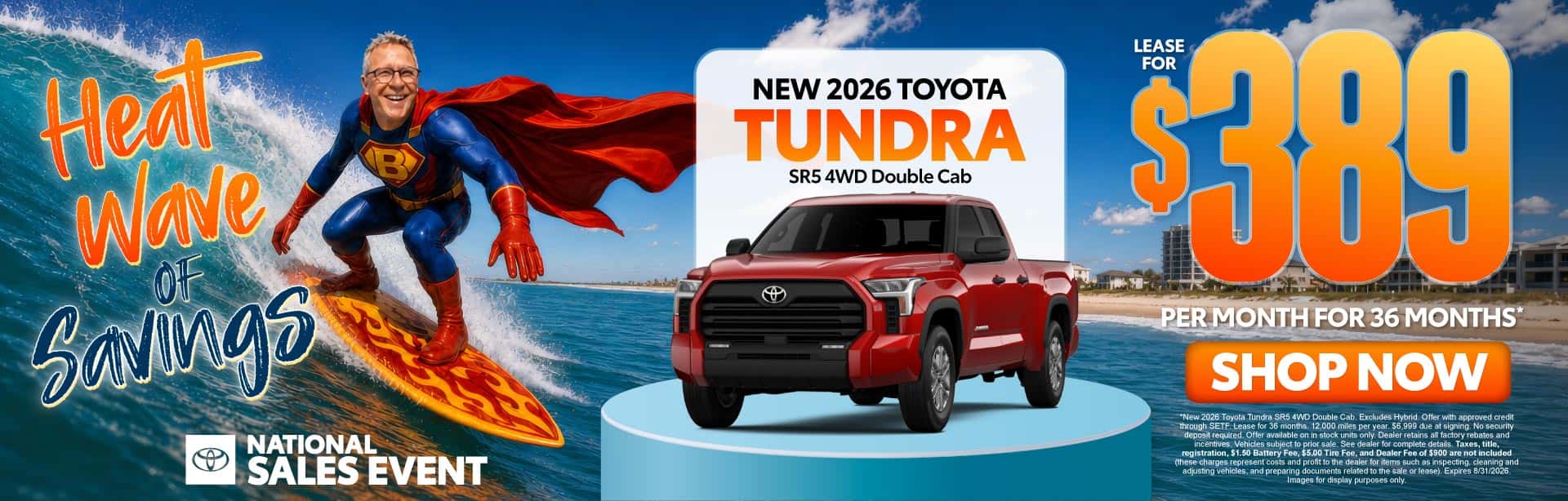 New 2026 Toyota Tundra SR5 4WD Double Cab Lease For $389 Per Month For 36 Months*