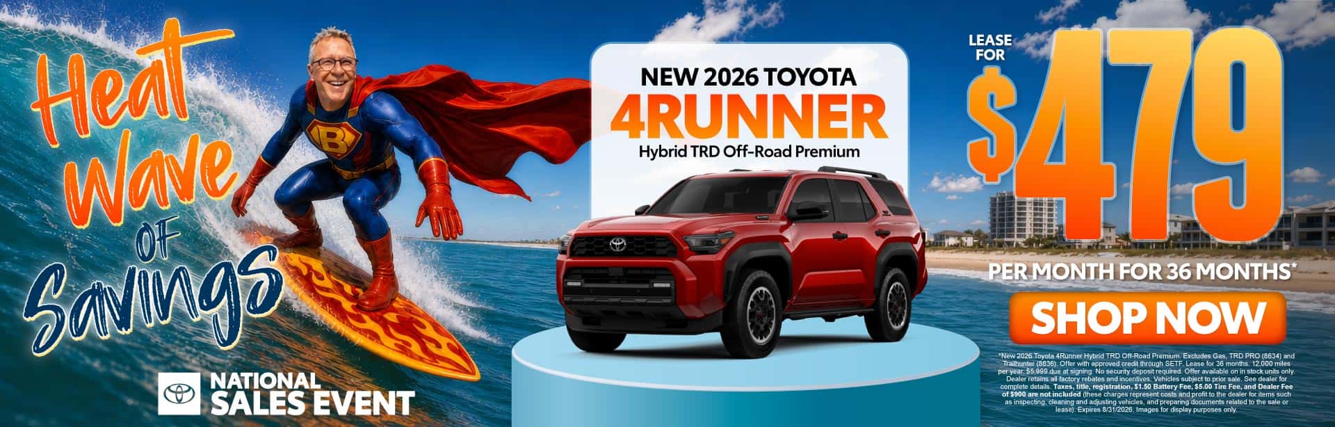 New 2026 Toyota 4Runner Hybrid TRD Off-Road Premium Lease For $479 Per Month For 36 Months*