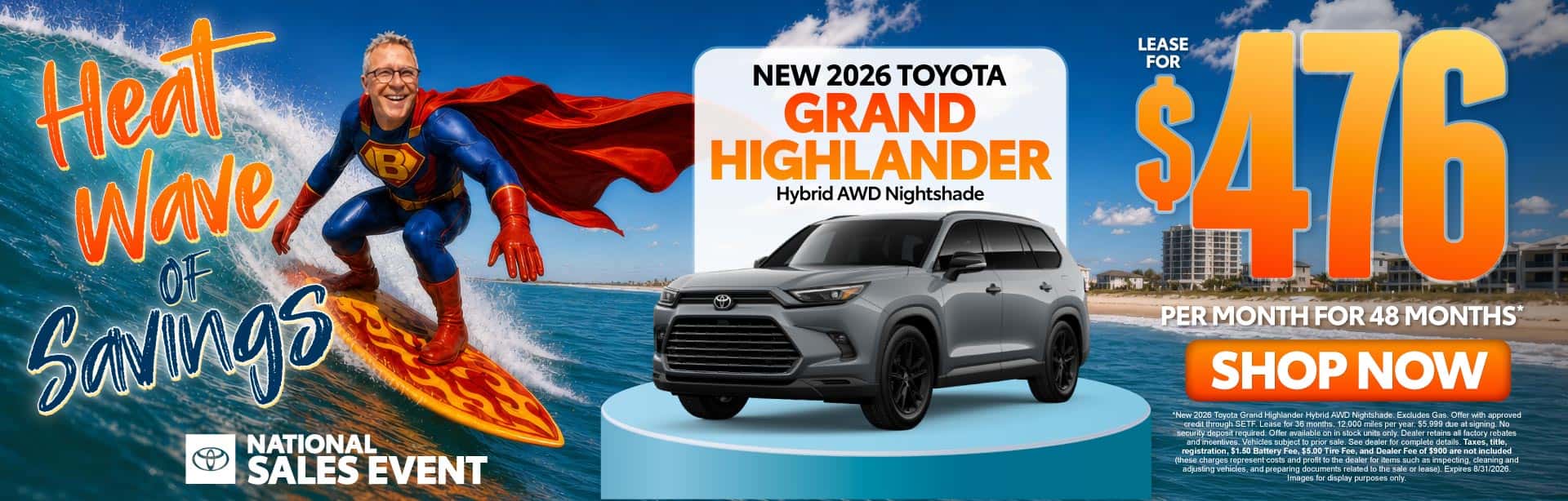 New 2026 Toyota Grand Highlander Hybrid AWD Nightshade Lease For $476 Per Month For 48 Months*