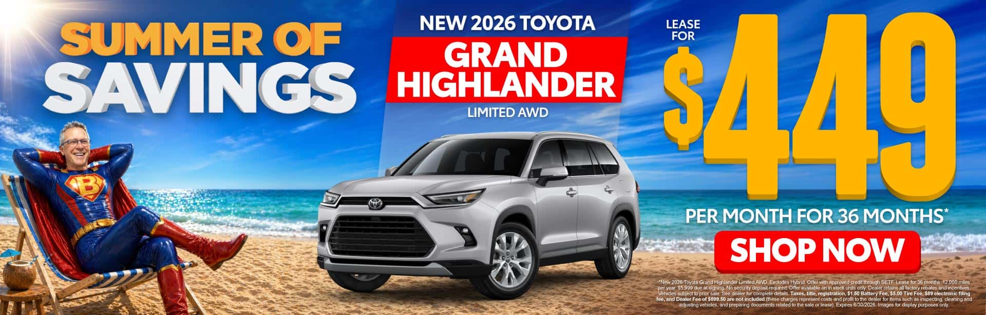 New 2026 Toyota Grand Highlander Limited AWD Lease For $449 Per Month For 36 Months*