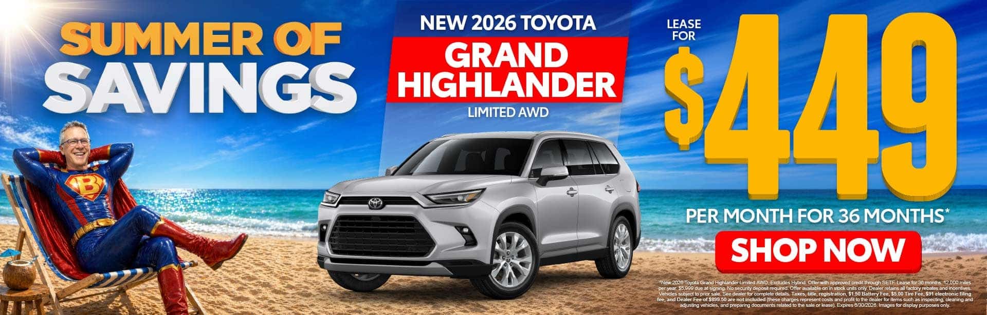 New 2026 Toyota Grand Highlander Limited AWD Lease For $449 Per Month For 36 Months* 