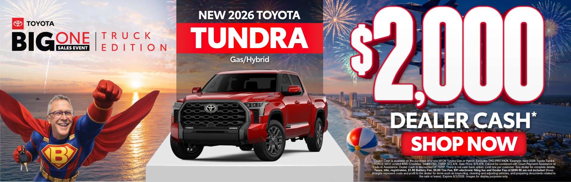 New 2026 Toyota Tundra Gas/Hybrid $2,000 Dealer Cash*