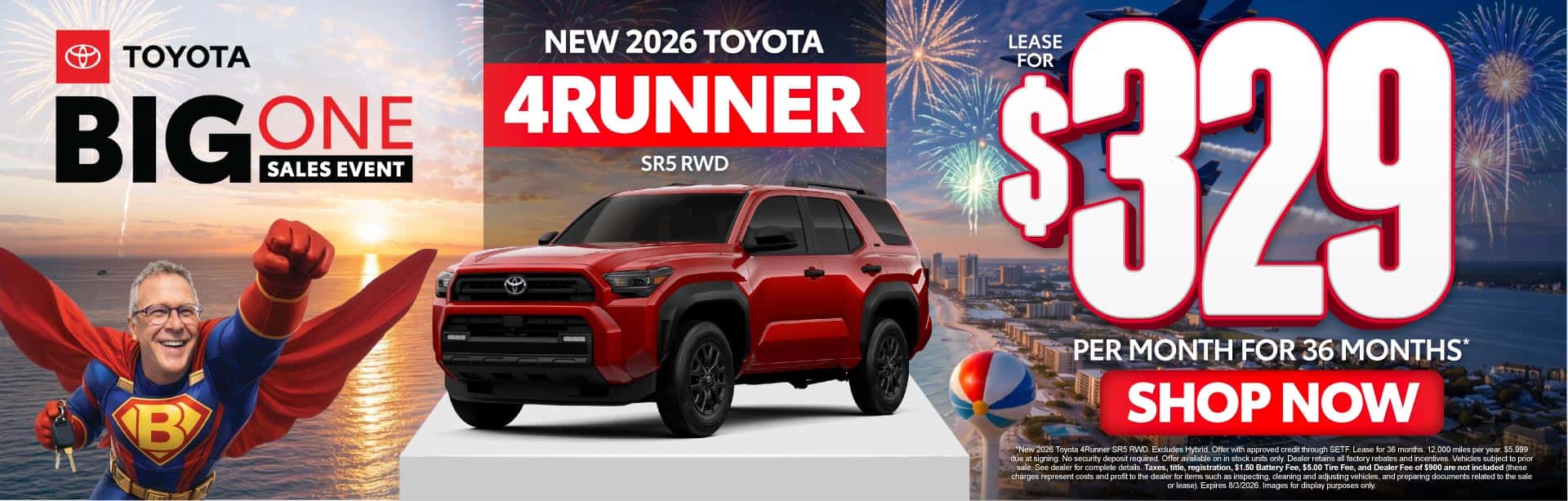 New 2026 Toyota 4Runner SR5 RWD Lease For $329 Per Month For 36 Months*