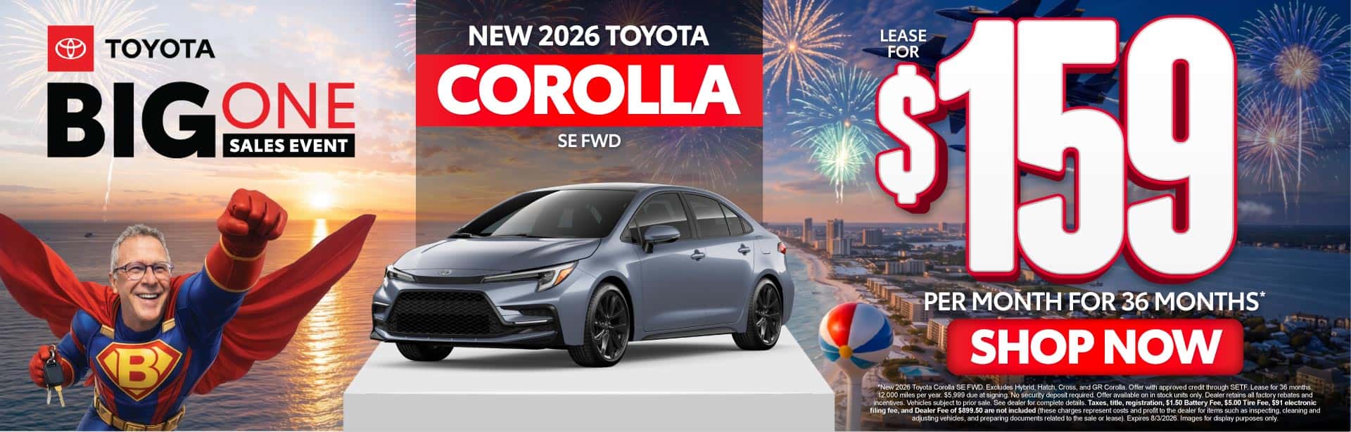 New 2026 Toyota Corolla SE FWD Lease For $159 Per Month For 36 Months*