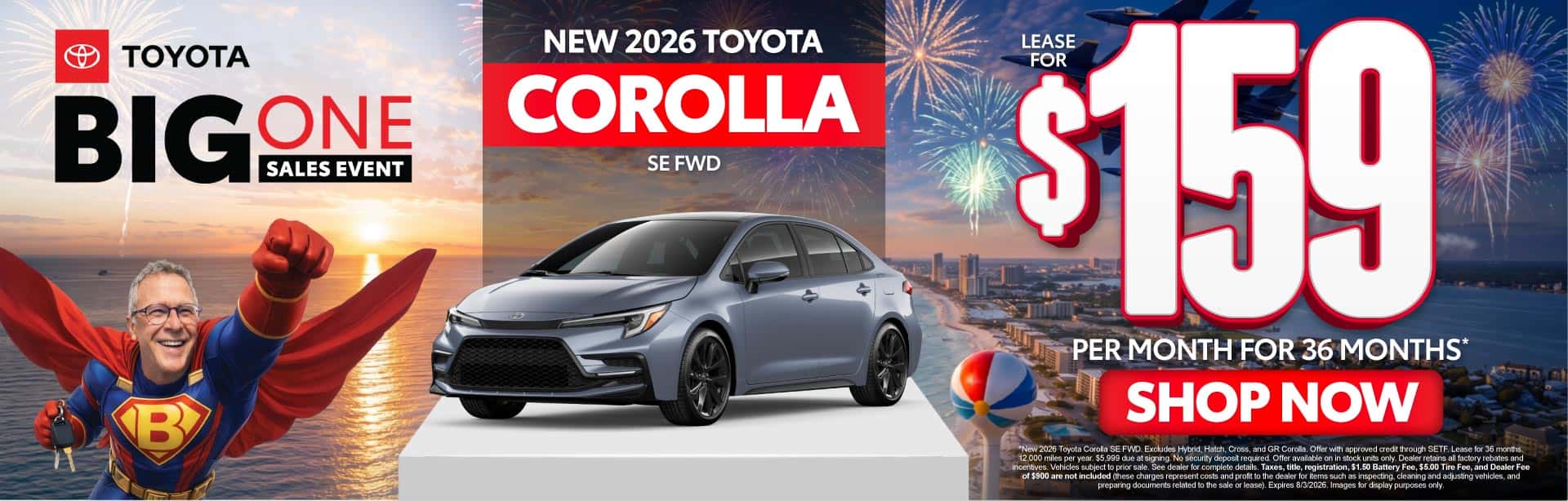 New 2026 Toyota Corolla SE FWD Lease For $159 Per Month For 36 Months*