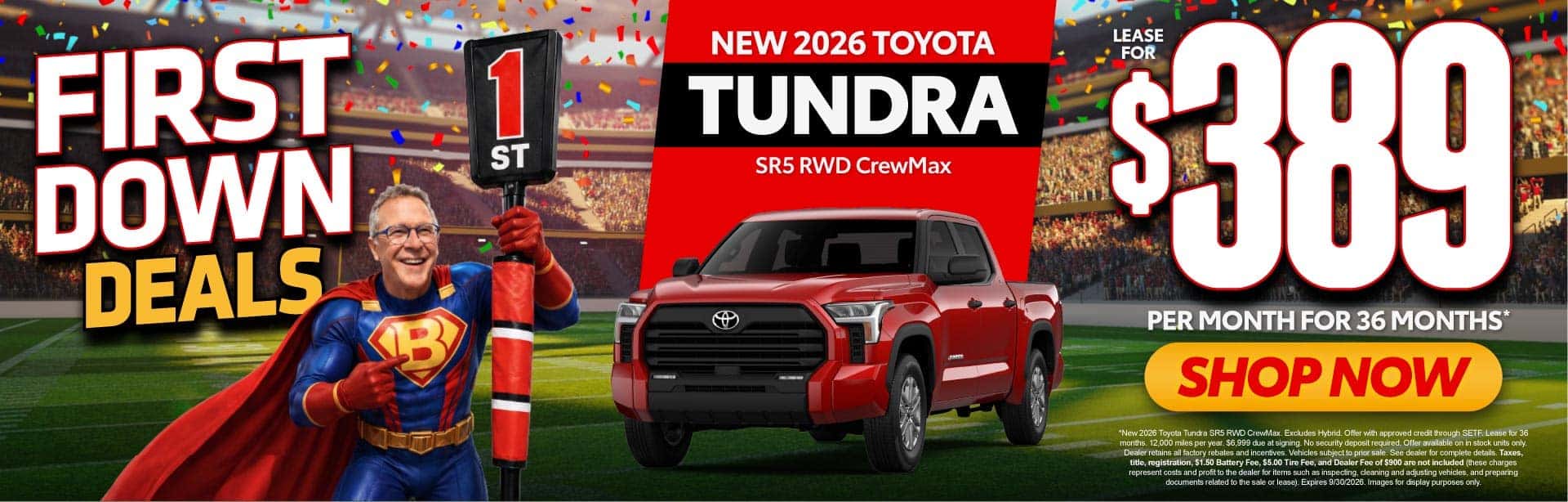New 2026 Toyota Tundra SR5 RWD CrewMax Lease For $389 Per Month For 36 Months*