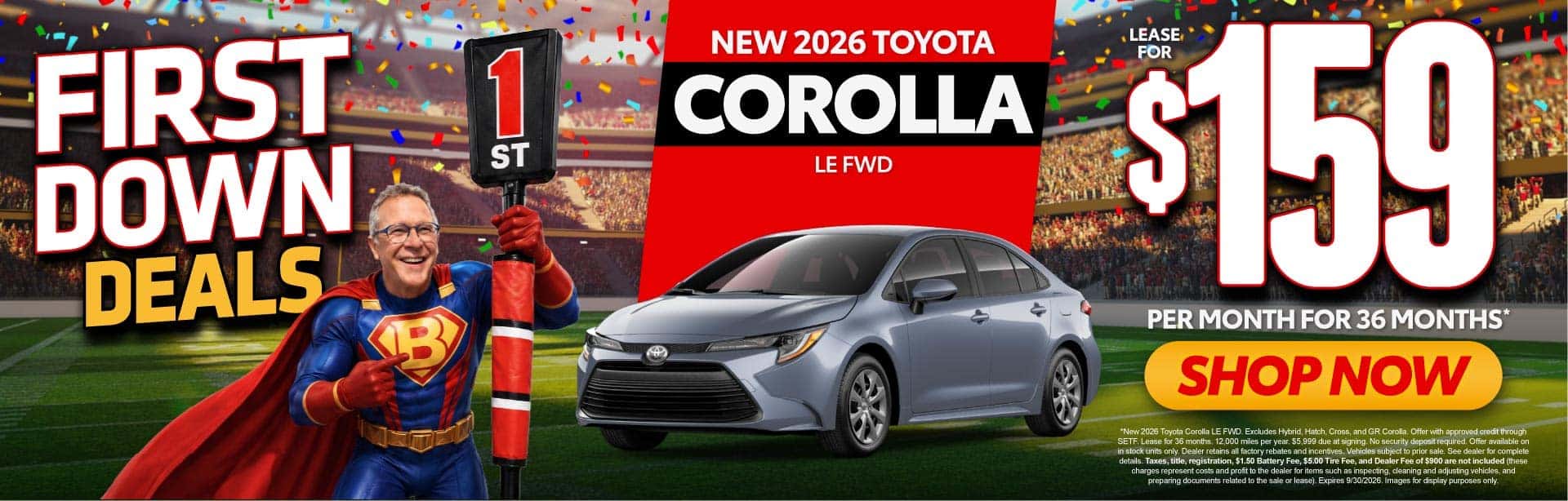 New 2026 Toyota Corolla LE FWD Lease For $159 Per Month For 36 Months*