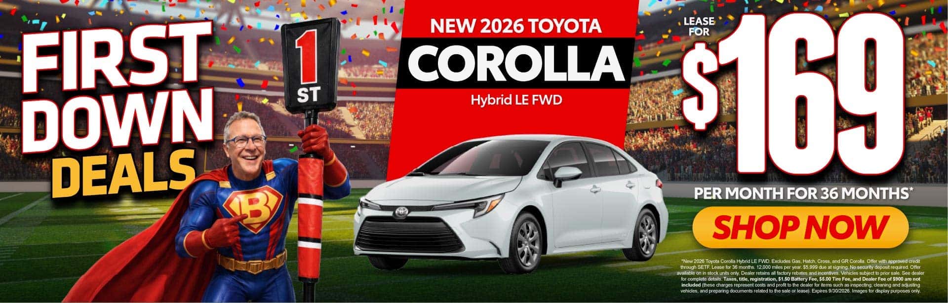 New 2026 Toyota Corolla Hybrid LE FWD Lease For $169 Per Month For 36 Months*