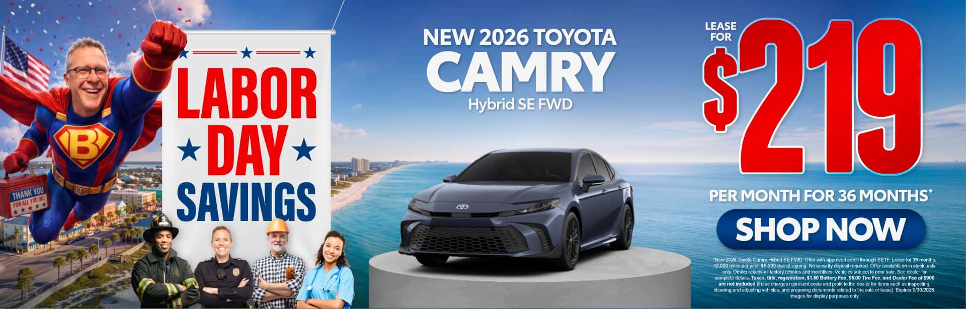 New 2026 Toyota Camry Hybrid SE FWD Lease For $219 Per Month For 36 Months*