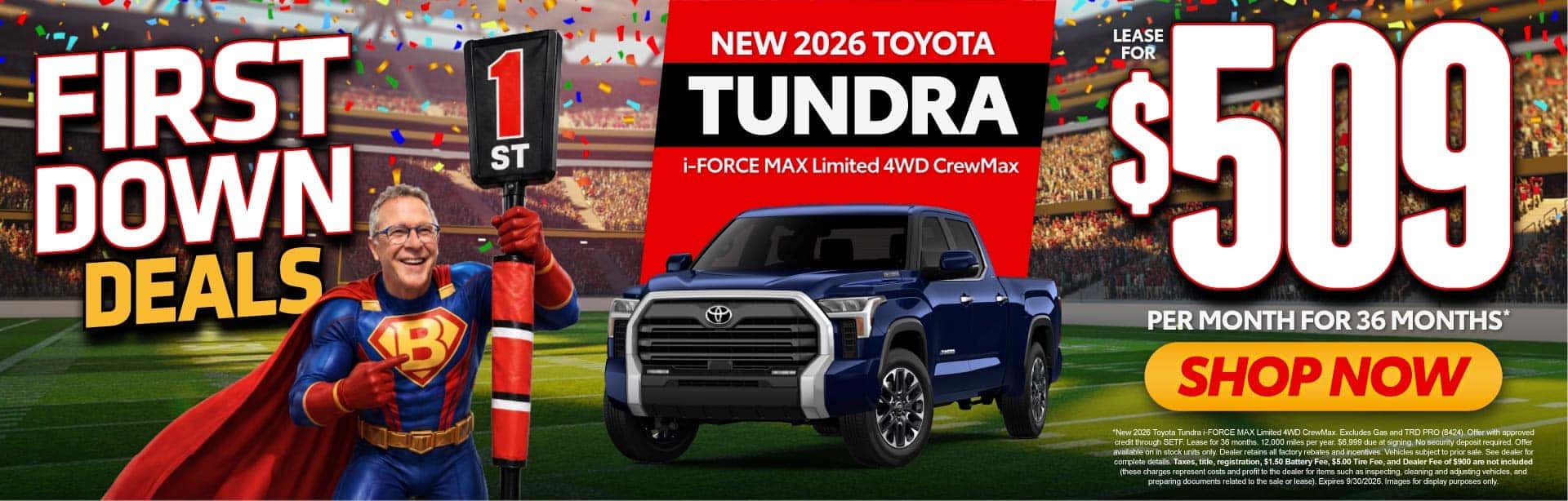 New 2026 Toyota Tundra i-FORCE MAX Limited 4WD CrewMax Lease For $509 Per Month For 36 Months*