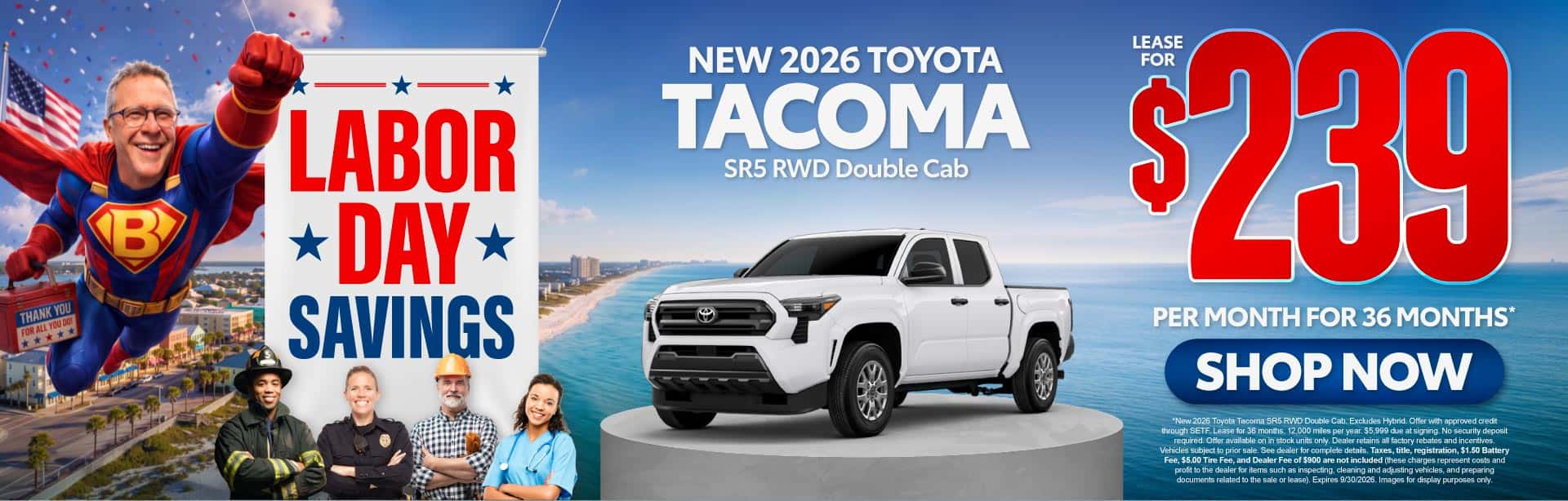 New 2026 Toyota Tacoma SR5 RWD Double Cab Lease For $239 Per Month For 36 Months*