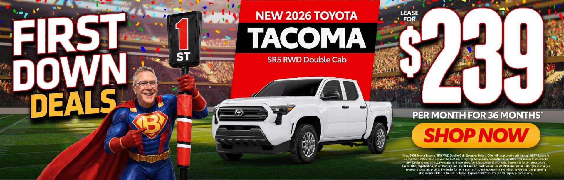 New 2026 Toyota Tacoma SR5 RWD Double Cab Lease For $239 Per Month For 36 Months*