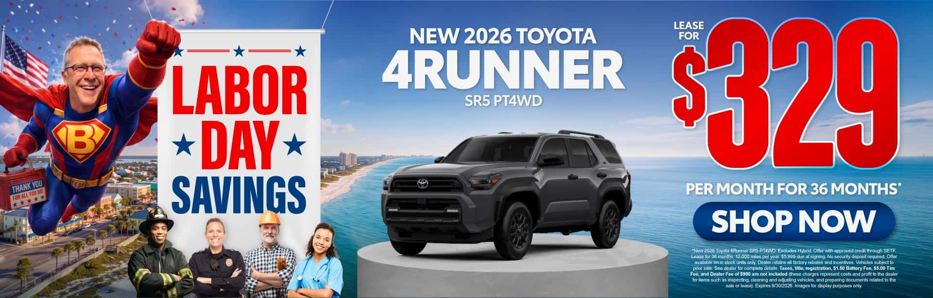 New 2026 Toyota 4Runner SR5 PT4WD Lease For $329 Per Month For 36 Months*