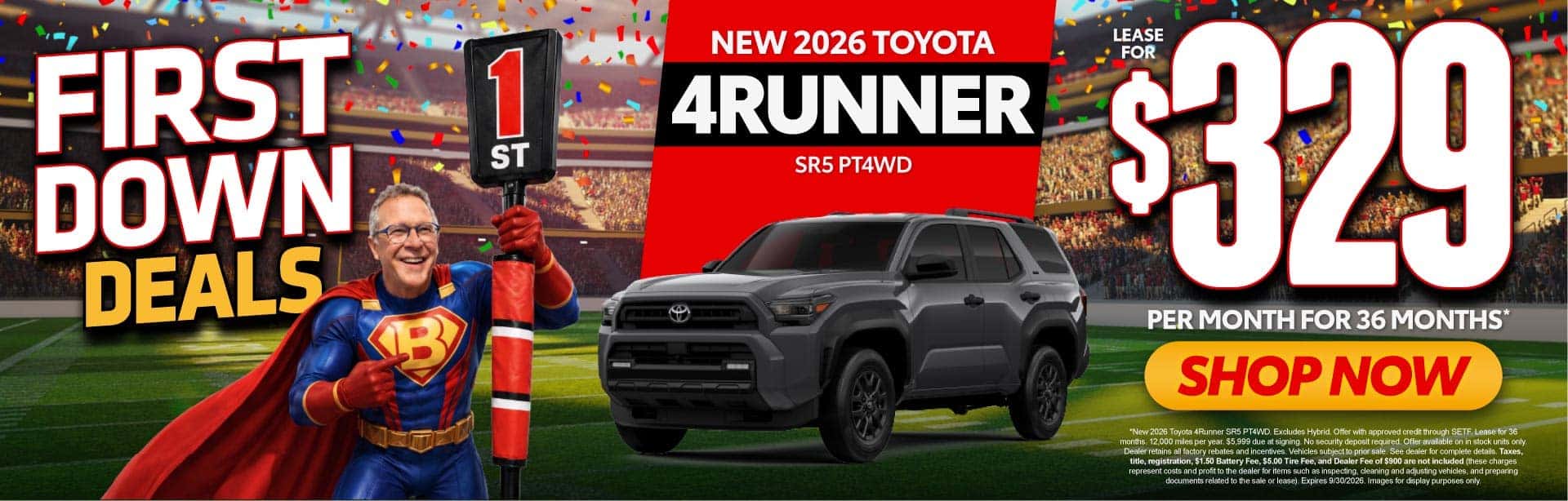 New 2026 Toyota 4Runner SR5 PT4WD Lease For $329 Per Month For 36 Months*