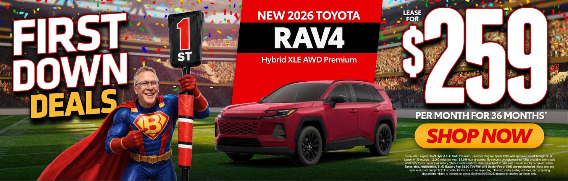 New 2026 Toyota RAV4 Hybrid XLE AWD Premium Lease For $259 Per Month For 36 Months*