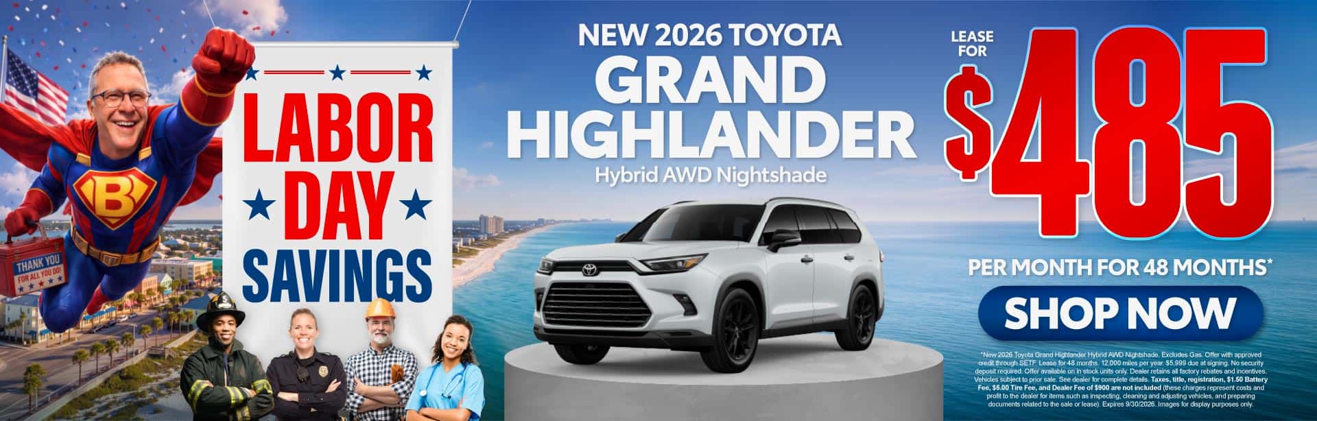 New 2026 Toyota Grand Highlander Hybrid AWD Nightshade Lease For $485 Per Month For 48 Months*