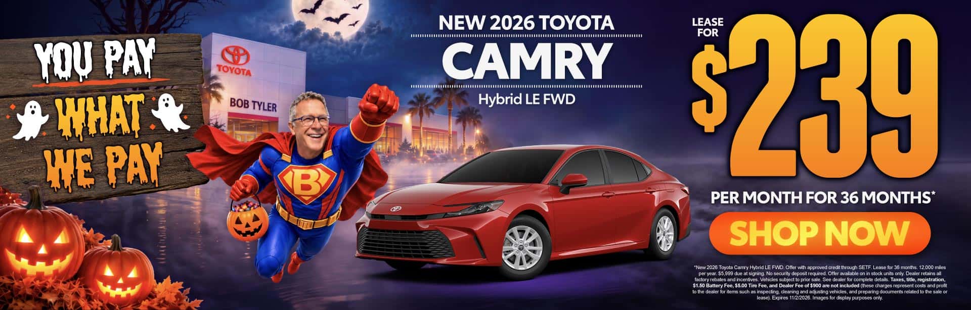 New 2026 Toyota Camry Hybrid LE FWD Lease For $239 Per Month For 36 Months*