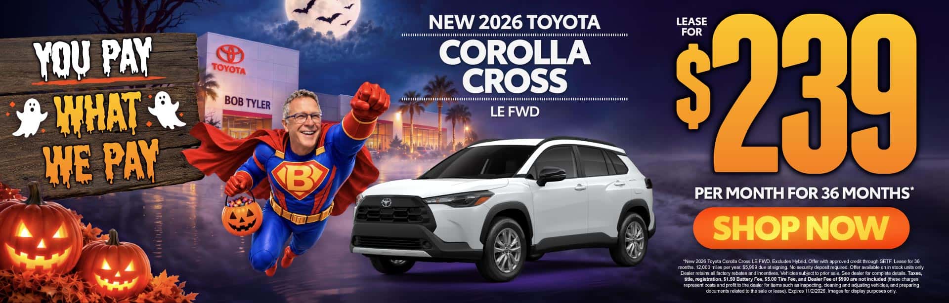 New 2026 Toyota Corolla Cross LE FWD Lease For $239 Per Month For 36 Months*
