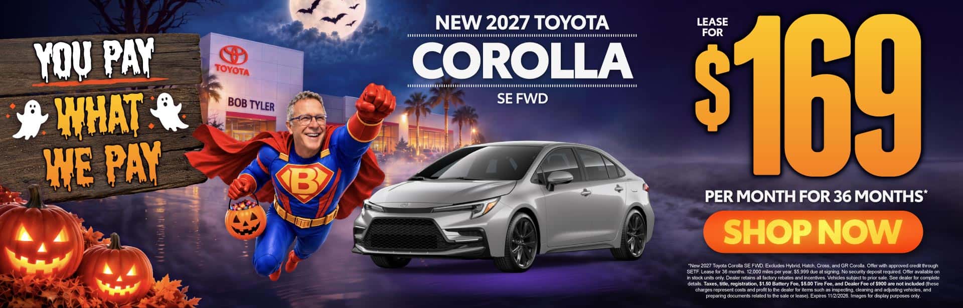 New 2027 Toyota Corolla SE FWD Lease For $169 Per Month For 36 Months*