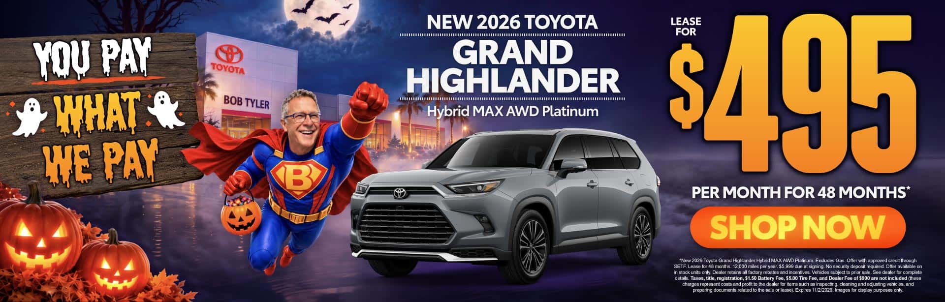New 2026 Toyota Grand Highlander Hybrid MAX AWD Platinum Lease For $495 Per Month For 48 Months*