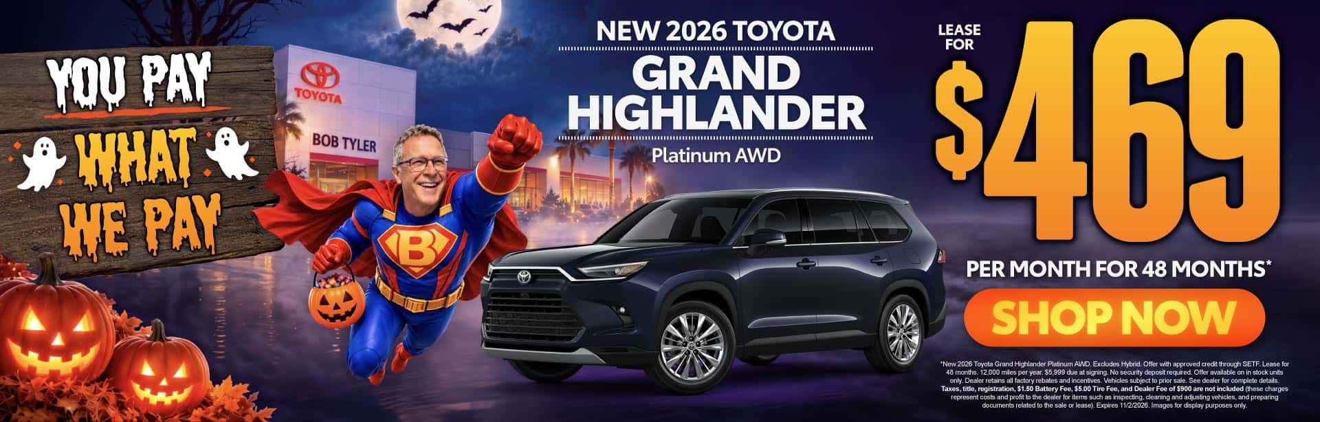 New 2026 Toyota Grand Highlander Platinum AWD Lease For $469 Per Month For 48 Months*