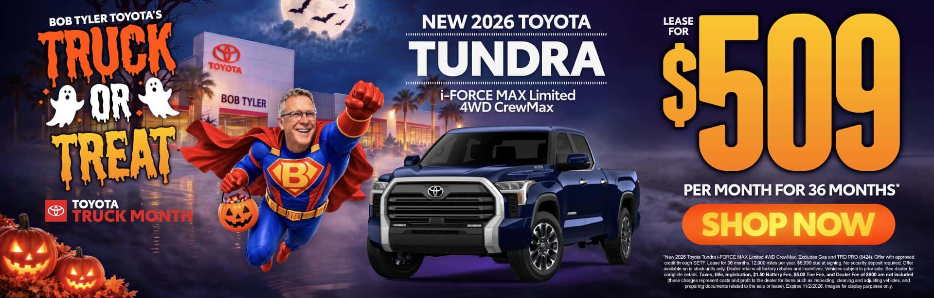 New 2026 Toyota Tundra i-FORCE MAX Limited 4WD CrewMax Lease For $509 Per Month For 36 Months*
