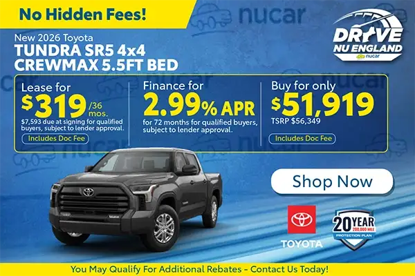 New 2026 Toyota Tundra SR5 4WD CrewMax 5.5-ft Bed