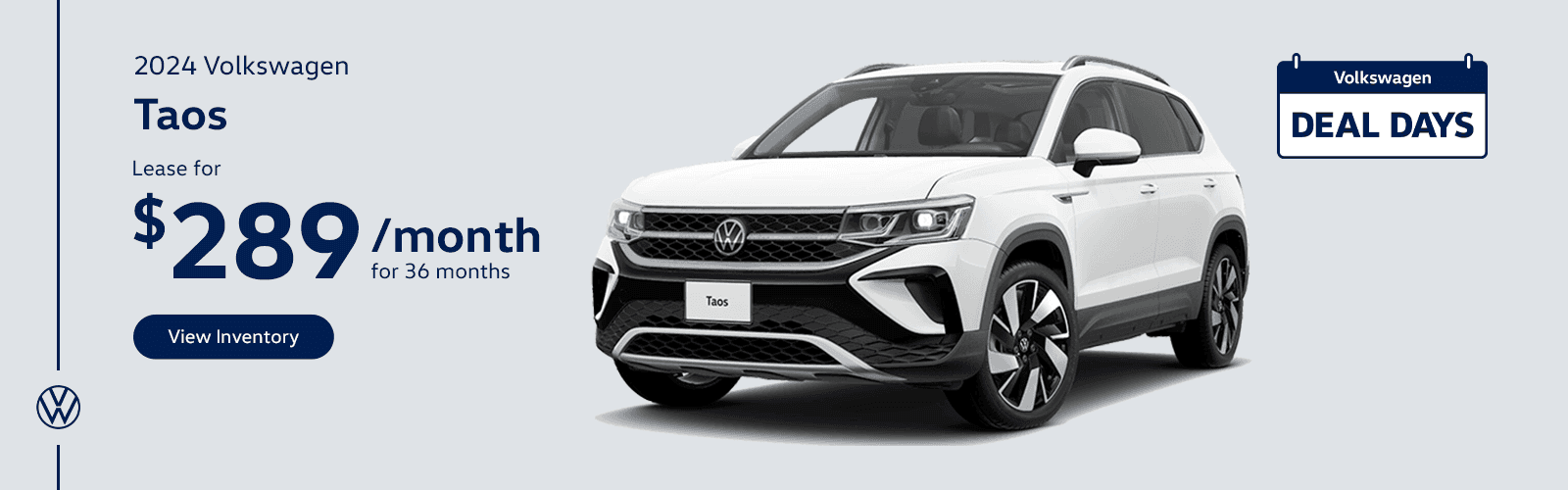 2024 Volkswagen Taos Subtext Lease for $289/mo for 36 months!