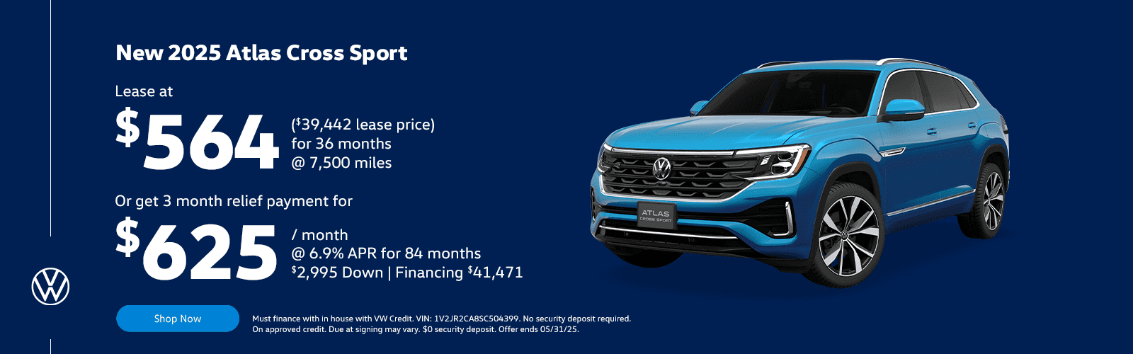 NEW 2025 ATLAS CROSS SPORT Subtext LEASE AT $564/MONTH ($39,442 LEASE PRICE) FOR 36 MONTHS @ 7500 MILES OR GET 3 MONTH RELIEF PAYMENT FOR $625/ MONTH @ 6.9% FOR 84 MONTHS $2,995 DOWN FINANCING $41,471