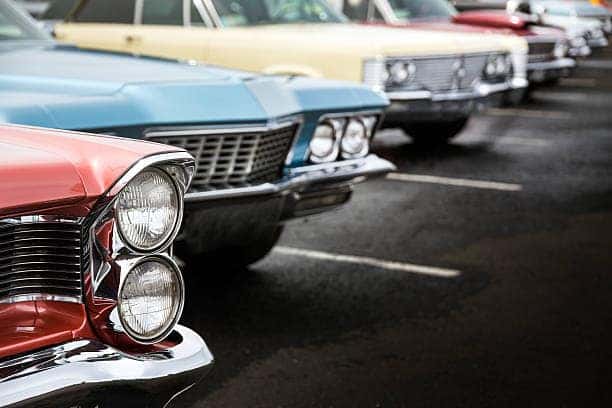 car show with several vintage cars