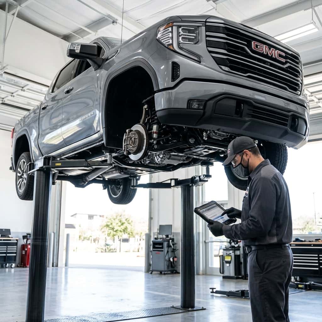 gmc sierra service center Austin tx truck on lift