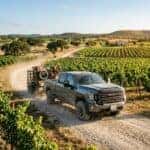 a new GMC Sierra 2500 HD AT4 doing work on a Fredericksburg Ranch and Vineyard