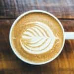 Latte art of a leaf.