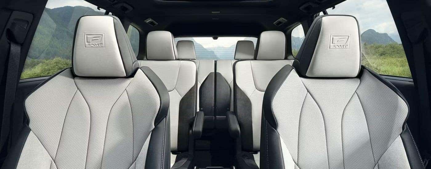 Gray and black seats in a 2026 Lexus TX 500h F Sport.