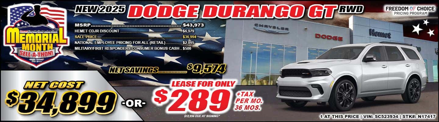 New 2025 Dodge Durango GT Lease