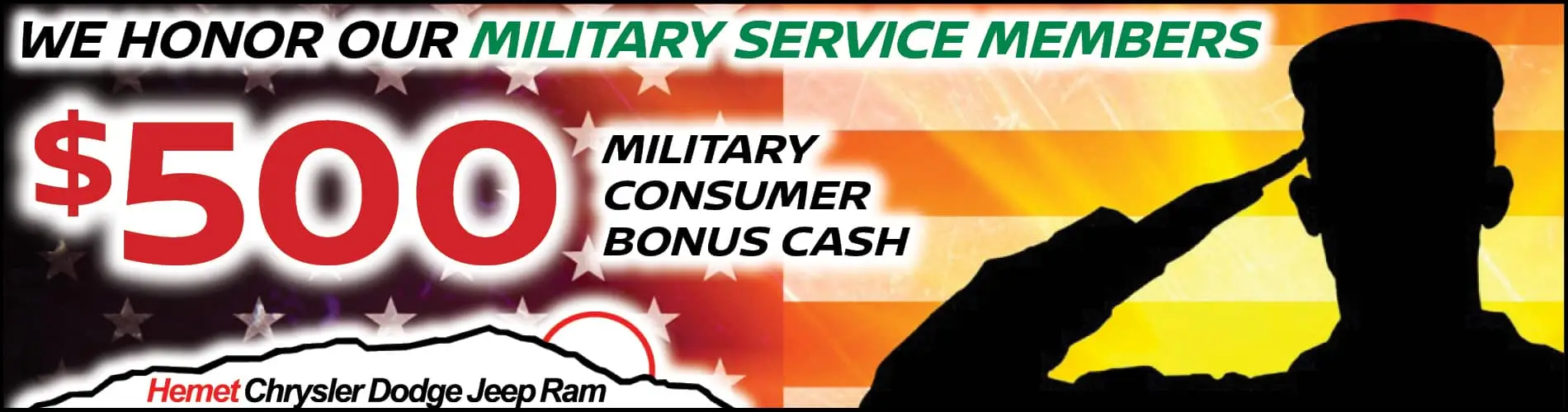 Military Rebate Program | Hemet Chrysler Dodge Jeep Ram