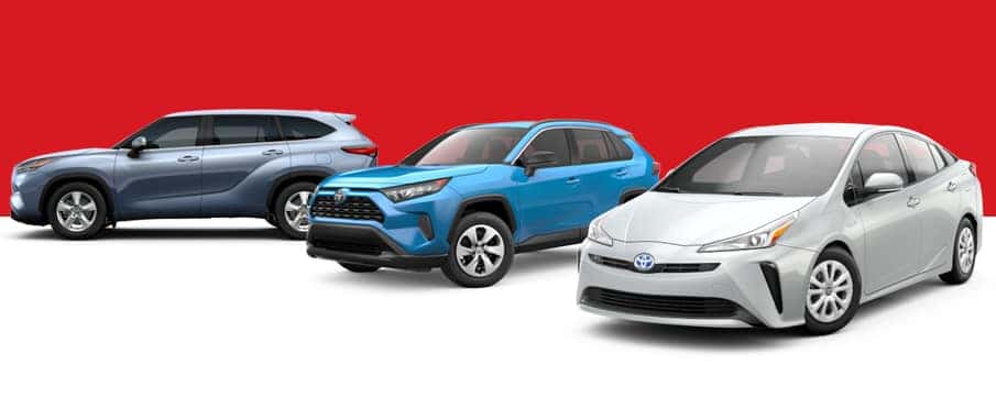 Line up of various Toyota models