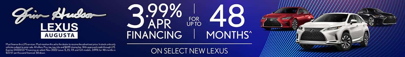3.99% Financing on Select New Lexus