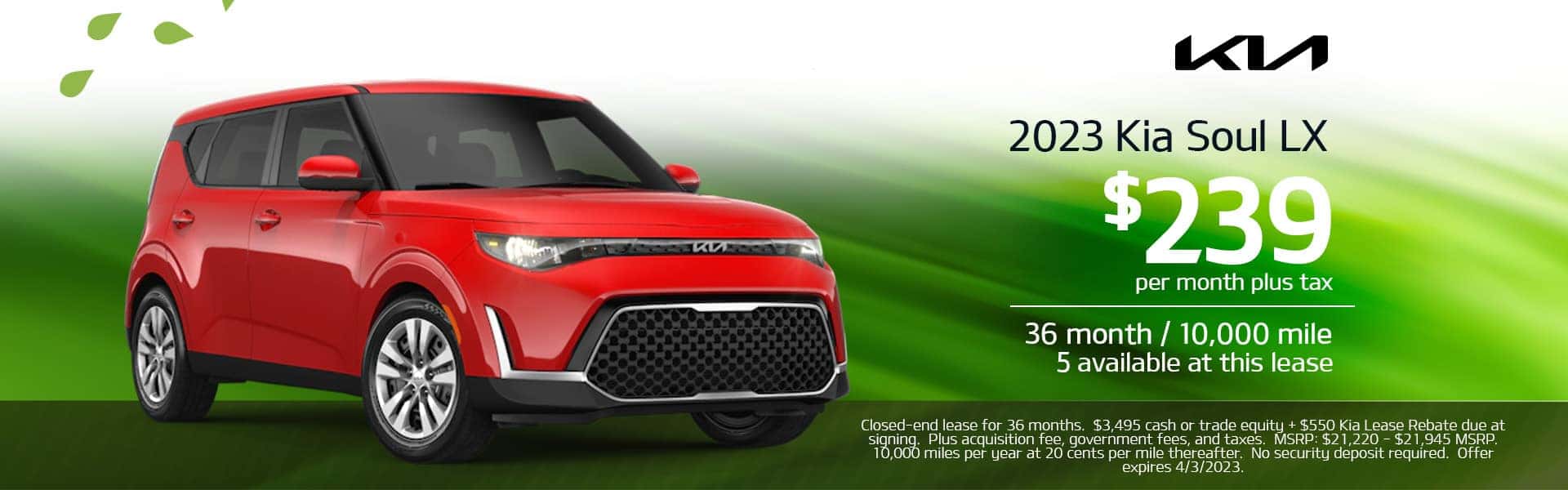 2023 Kia Soul LX $239 per month lease