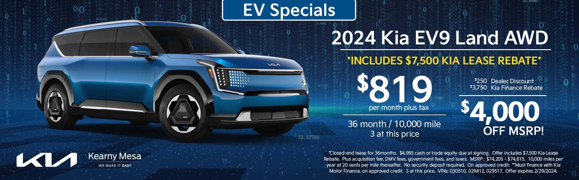 Vehicle specials going on now at Kearny Mesa Kia